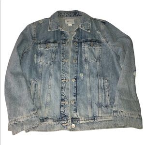Old Navy Distressed Denim Jacket Light Wash Large